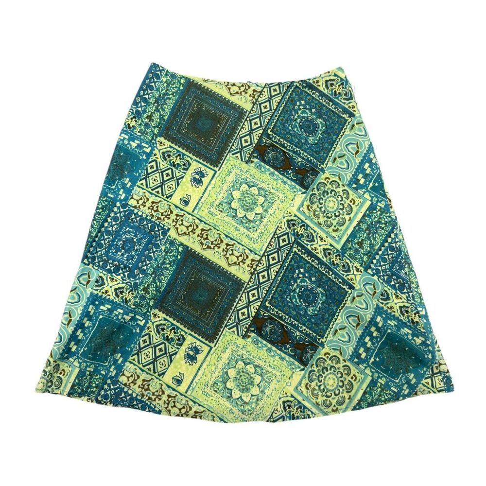 Y2K Boho Green Paisley Pattern St. John’s Bay Size 6, 100% Cotton skirt